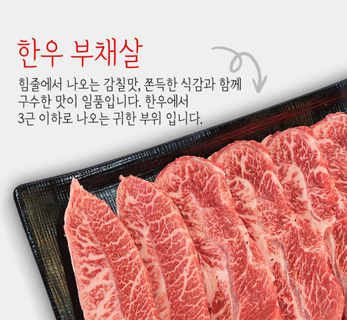 한우구이용1+,1++ 부채살1kg(낙엽살)